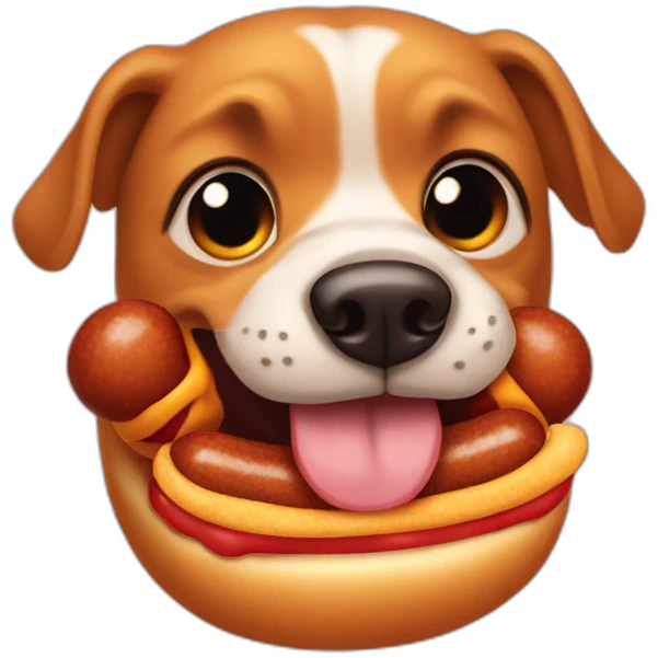 a hotdog in dog's mouth emoji