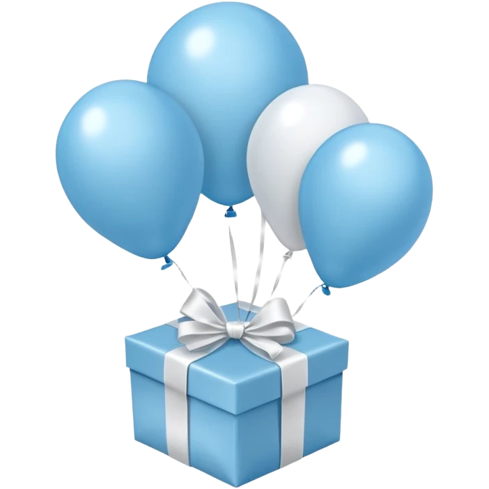 Please make light blue and white balloons too, make several and tie them to a gift emoji
