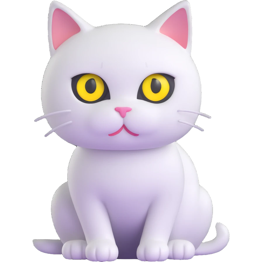 Pure white cat with yellow eyes emoji