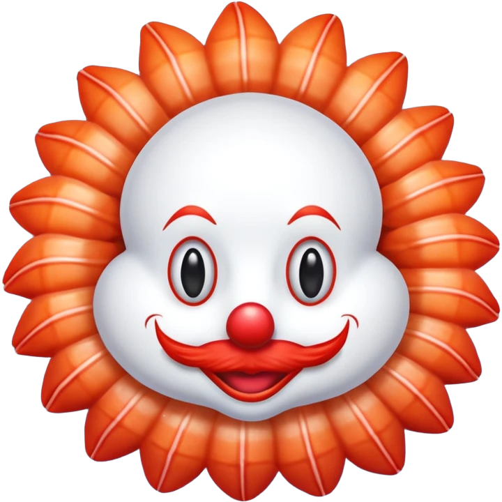 Shrimp upside down as a clown emoji