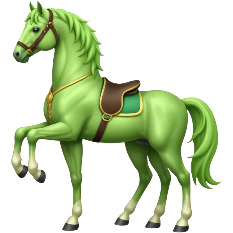 Green horse standing up with two feets  emoji