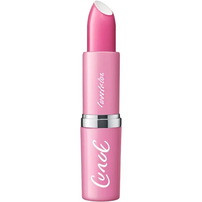 The image is of a pink lipstick from the brand Tarte. The lipstick is in a cylindrical tube with a white cap. The tube is made of plastic and has the brand name "Tarte" written in white cursive letters on the front. The cap is also pink and appears to be slightly open. The background is plain white. emoji