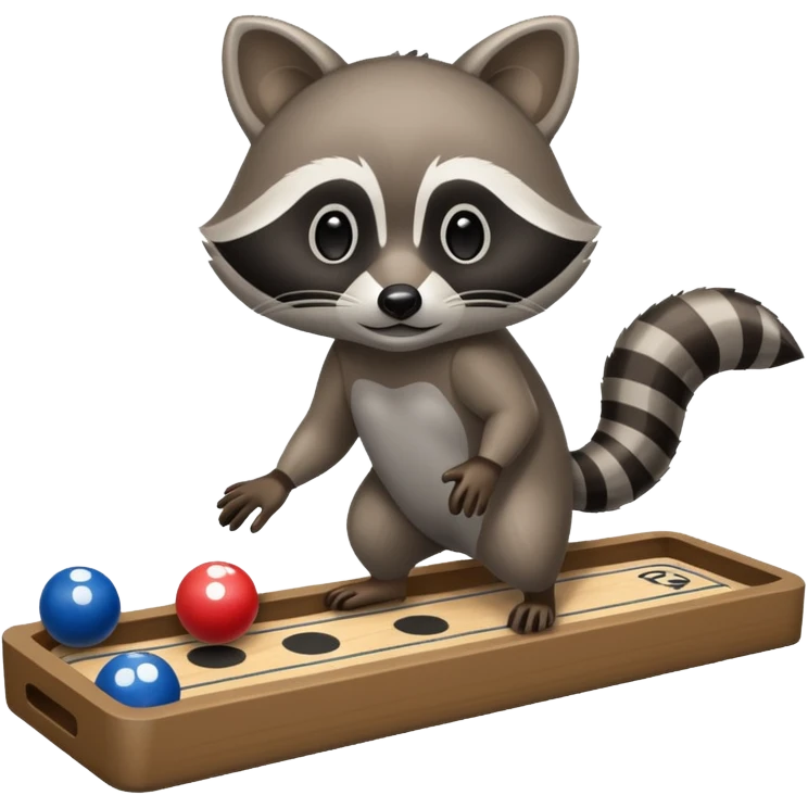 Raccoon playing deck shuffleboard emoji