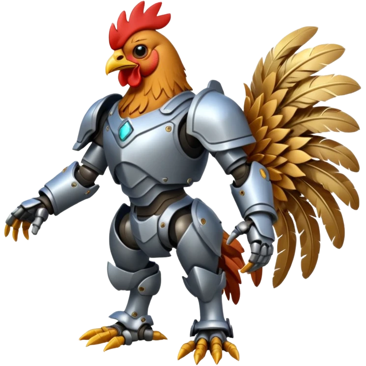 Mecha battle chicken humanoid creature but more human than chicken emoji