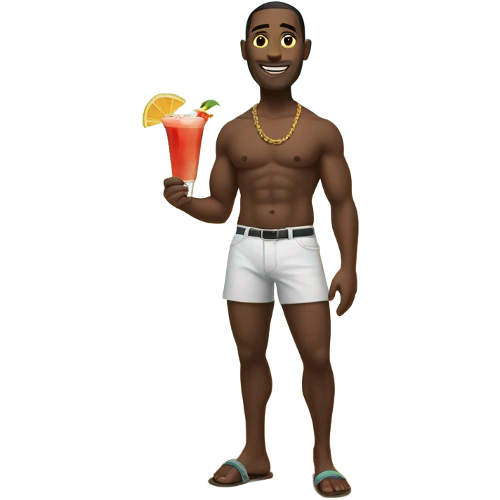 Man at beach with cocktail  emoji