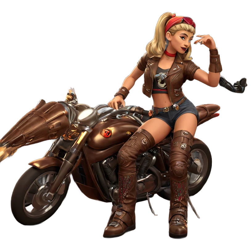 girl on motorcycle with style emoji