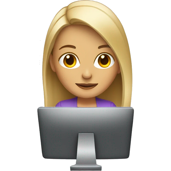 medium length straight hair blonde woman at a computer emoji