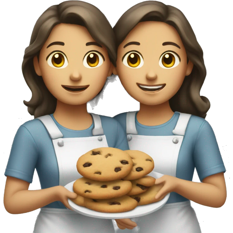 Two girls backing cookies emoji