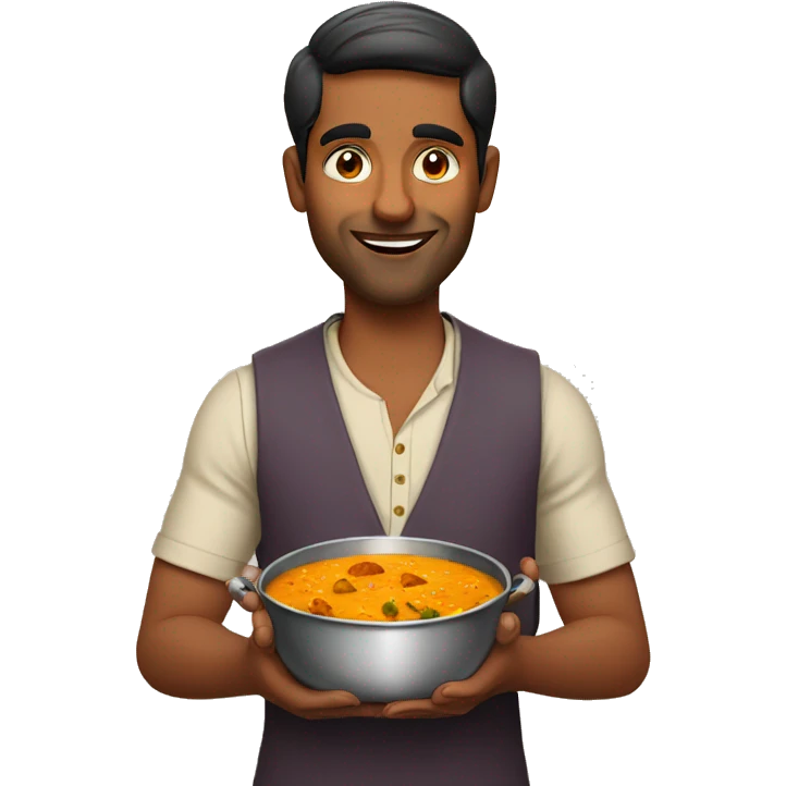 Indian man holding curry emoji