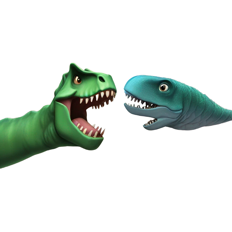 Dinosaur fist bumping a fish in space emoji