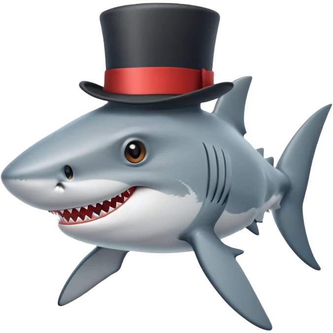 Shark with a top hat emoji