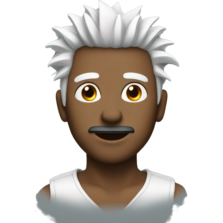 A Guy wearing blackbindold and has white spiky hair emoji