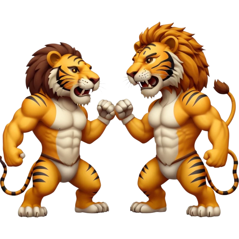 brutal battle between one lion and one tiger  emoji