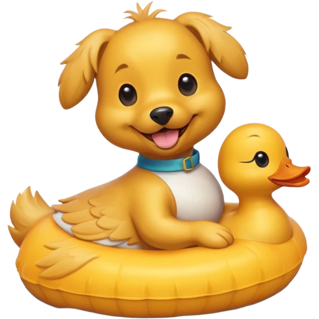 dog wearing a duck floaty  emoji
