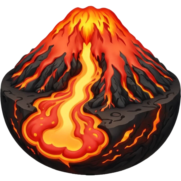 planet, surface covered in lava and volcano emoji