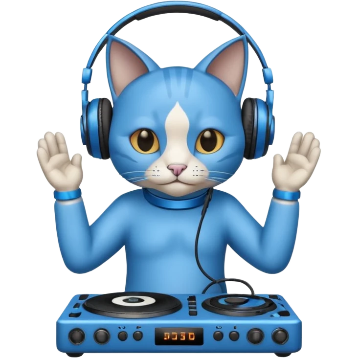 Blue cat dj emoji