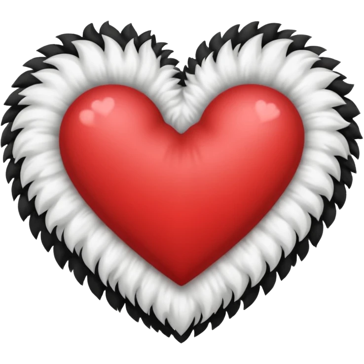 Half black half white fluffy heart emoji