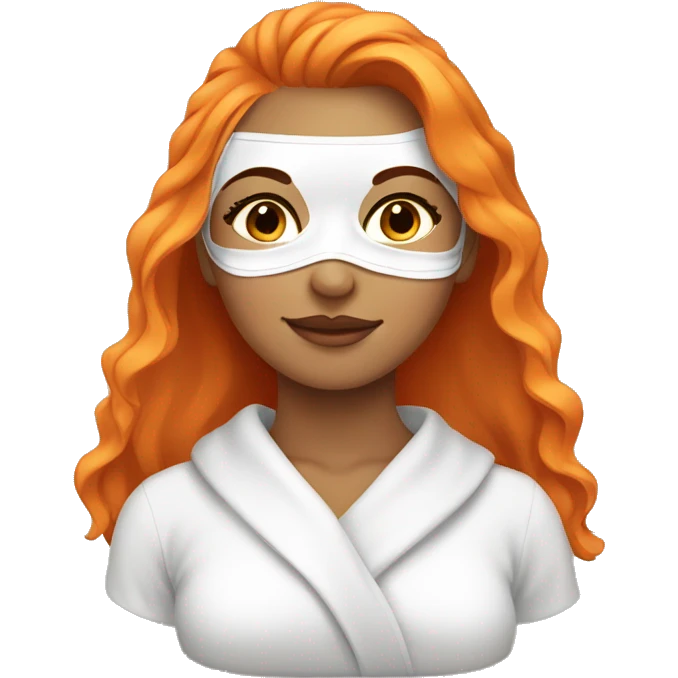 Tan girl with orange hair with face mask spa beauty full face relaxing emoji