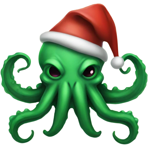 Cthulhu with Christmas hat  emoji