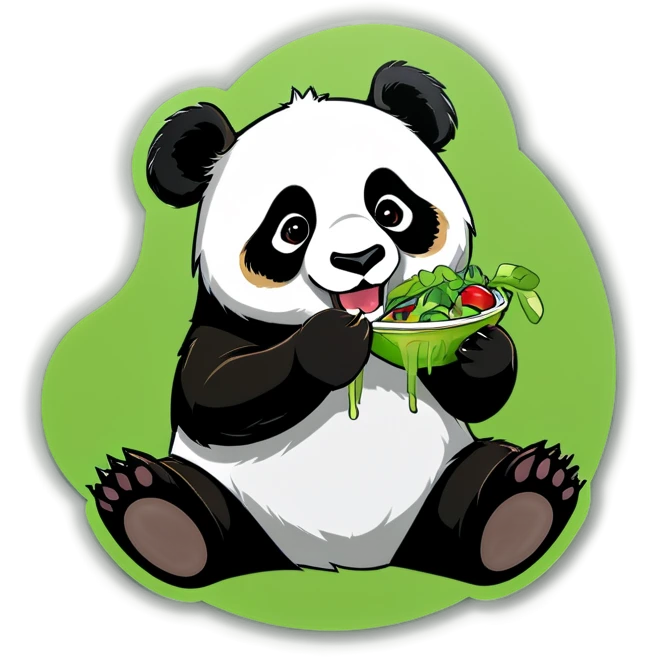 A panda eating salad emoji