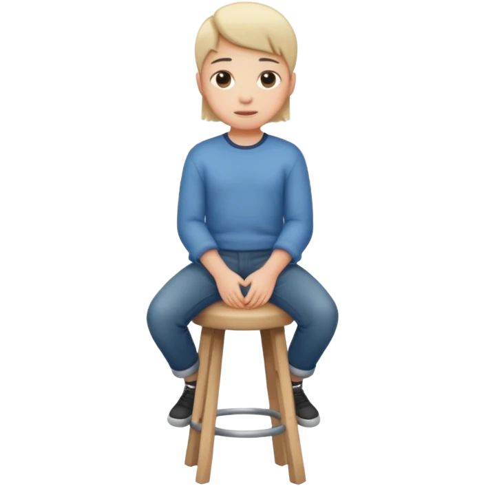 a person sitting on stool straight backs turned emoji