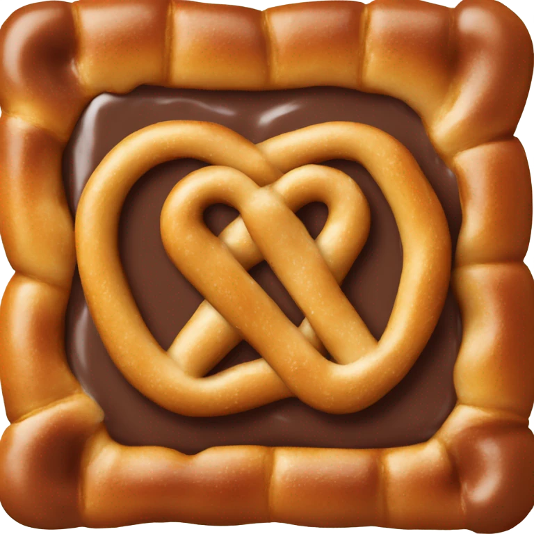 Square pretzel with chocolate candy in the middle emoji