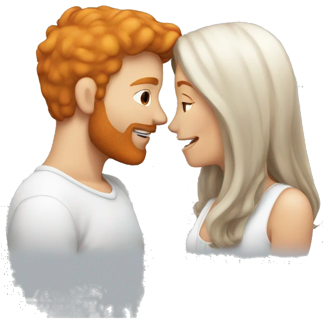 Ginger guy kissing brunette girl 😘 emoji
