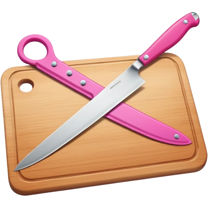 a cutting board with pink knife emoji