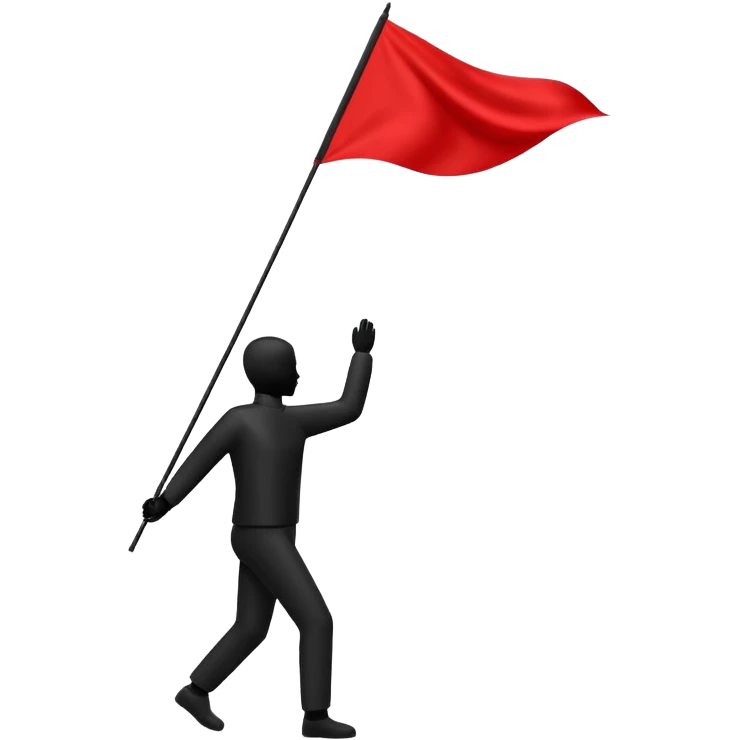 minimalist human silhouette holding a red flag emoji