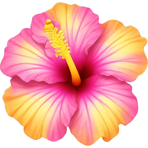 yellow and pink hibiscus flower emoji