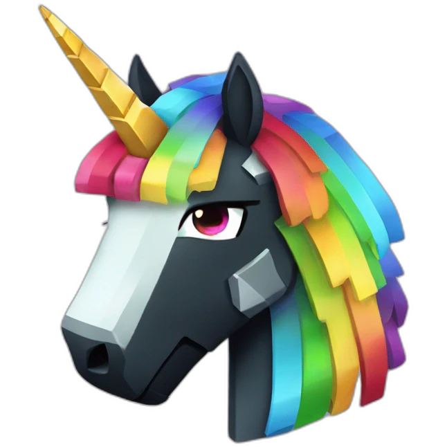 Minecraft Rainbow Black Unicorn Head With Diamond Horn emoji