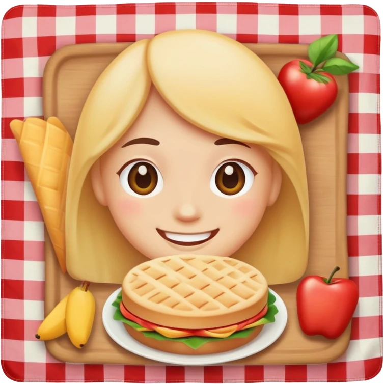 smiling face having a picnic with food on a blanket emoji