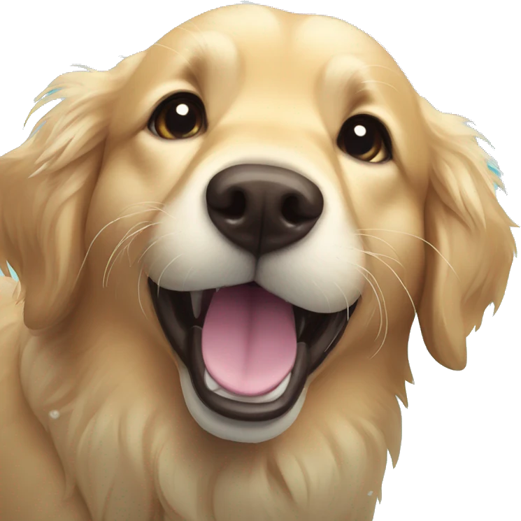 I want a golden retriever in a pool of water and he has a happy expression emoji