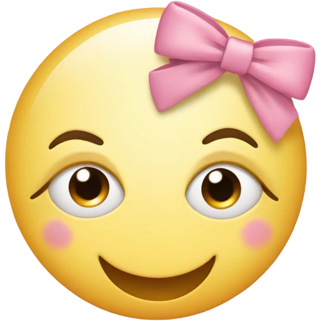 Light pink smiley with two little bows and eyelashes  emoji