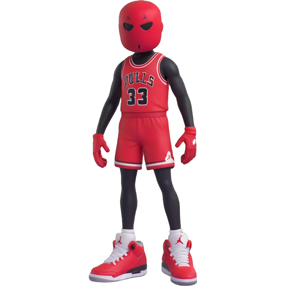 3D emoji style red Jordan Retro 3 sneaker with arms and legs, no face, standing pose emoji