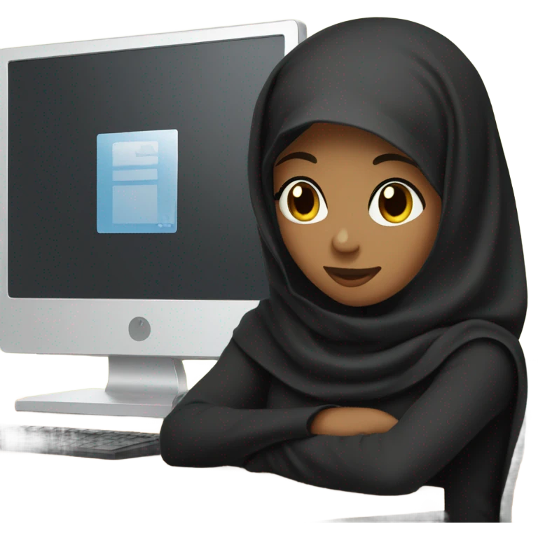 black hijabi girl with computer emoji
