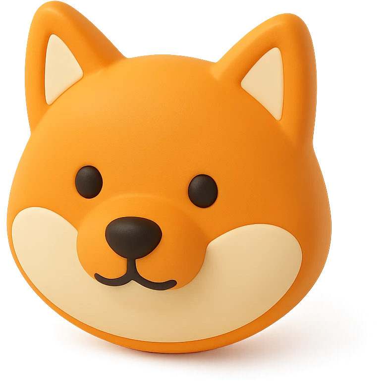shiba inu, black nose and black eyes emoji