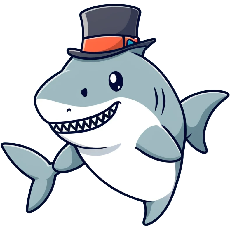 Shark with a top hat emoji