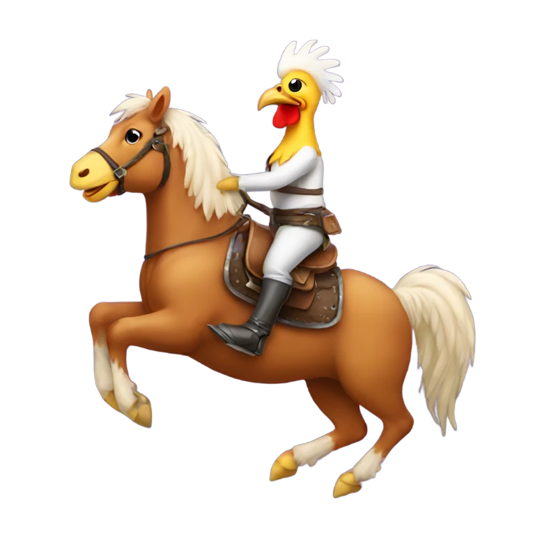 A chicken riding a horse  emoji