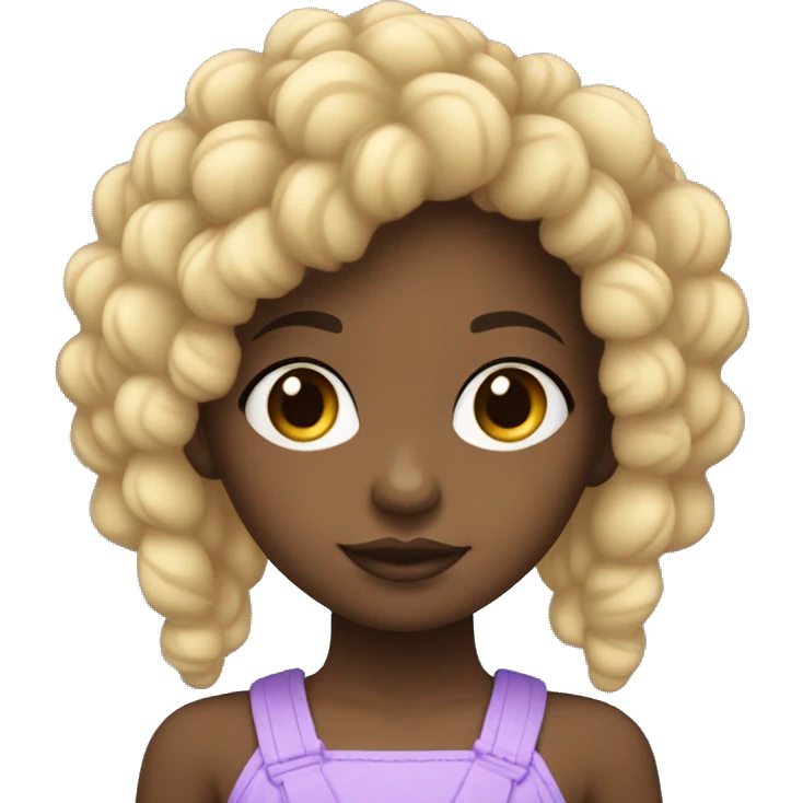 niña negra de 3 años con trenzas en el pelo afro con chica de 21 años rubia de ojos azules emoji