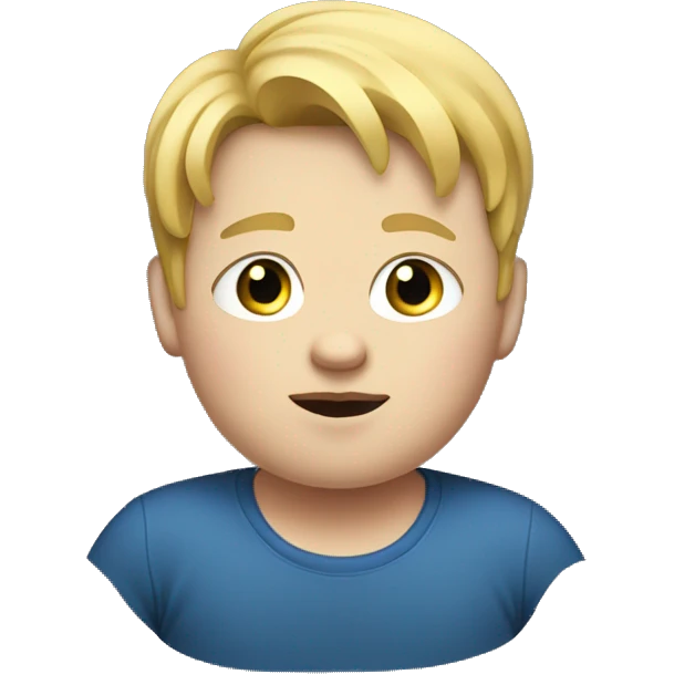 Obese young boy with blonde hair. emoji