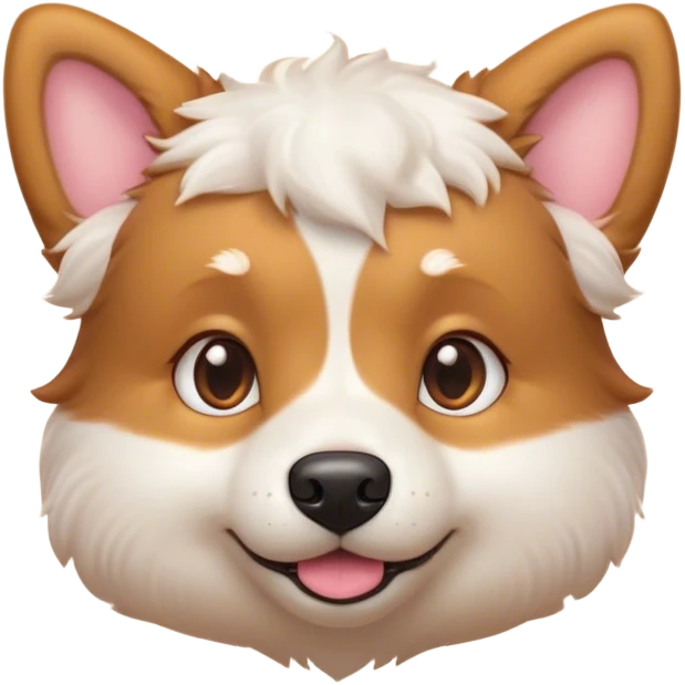 Cinematic Cute Domestic Dog Portrait Emoji, Head tilted playfully and inquisitively, with a delightfully fluffy, friendly build and a characteristically charming face featuring a soft snout and perky ears, accentuated by a glossy coat and round, sparkling eyes full of mischief, Simplified yet irresistibly adorable features, highly detailed, glowing with a warm, friendly glow, high shine, affectionate and lively, stylized with a touch of whimsical cuteness, soft glowing outline, capturing the essence of a mischievous yet loving dog that feels like it could bound out of the screen into your arms! emoji