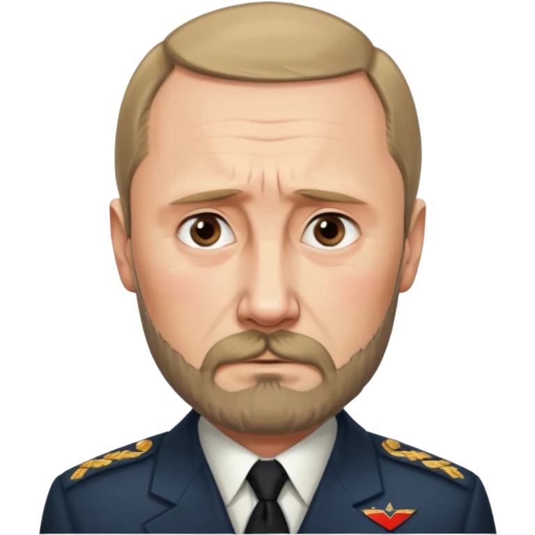 sad face of putin with a hitler-style beard emoji
