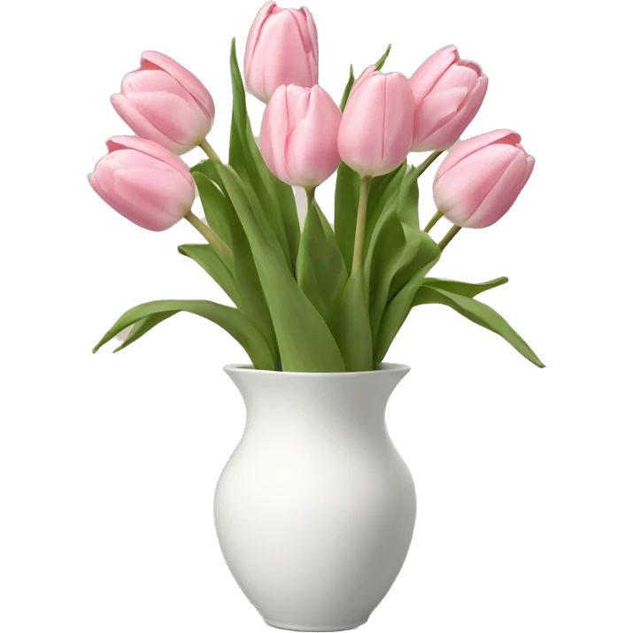 Light pink tulips in white vase emoji