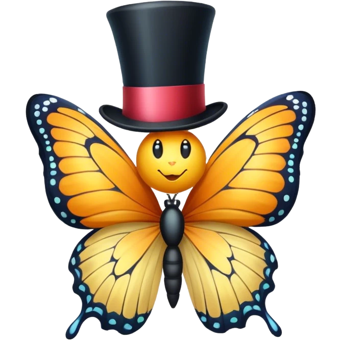 butterfly with a top hat emoji
