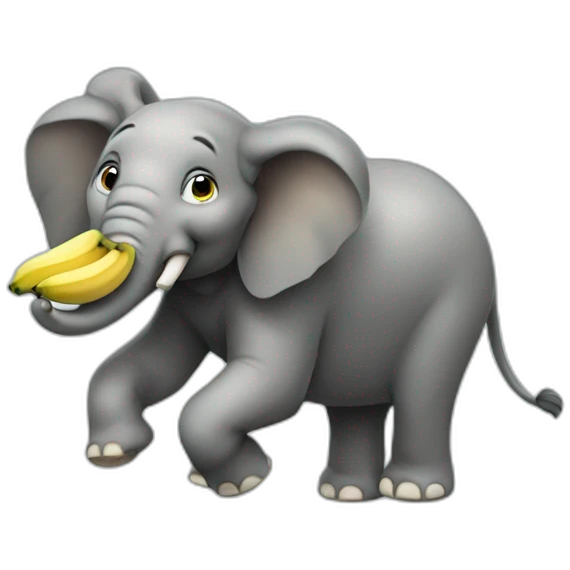An elephant running by eating bananas emoji