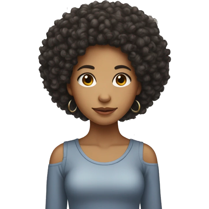 Biracial Young Woman with curly shoulder Afro emoji