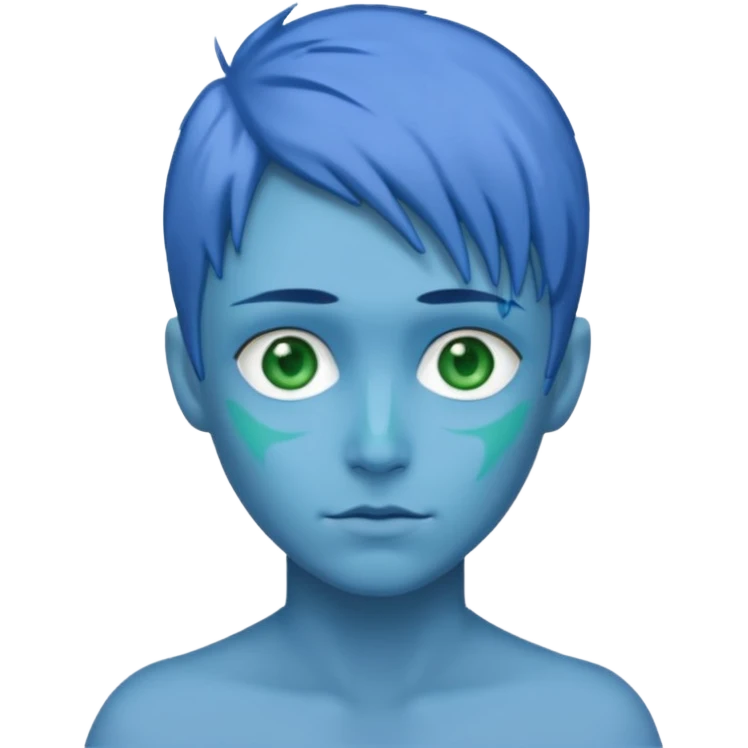 blue hair green eyes blue skin emoji