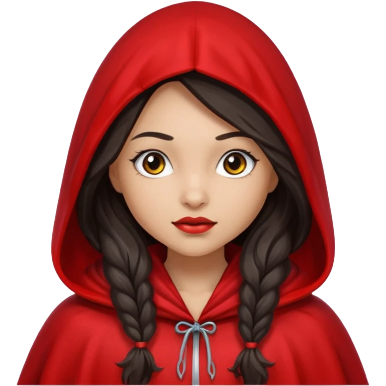 Little red riding hood light skin black with straight long wavy hair and long eyelashes  emoji