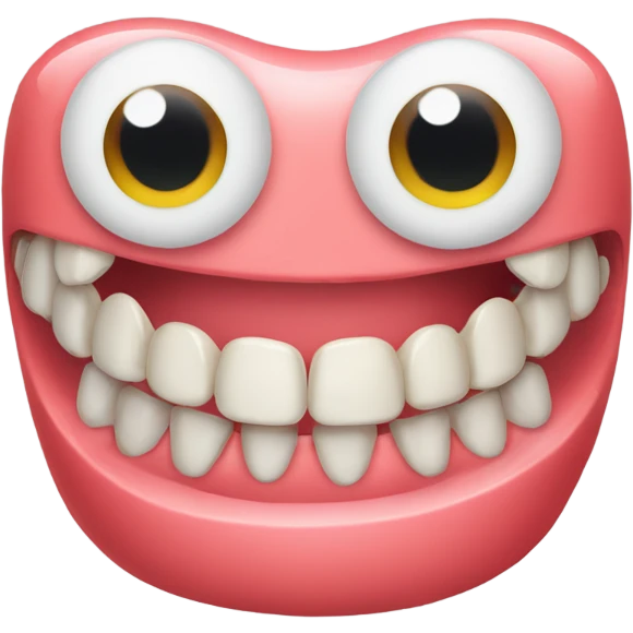 A pair of false teeth with googly eyes  emoji